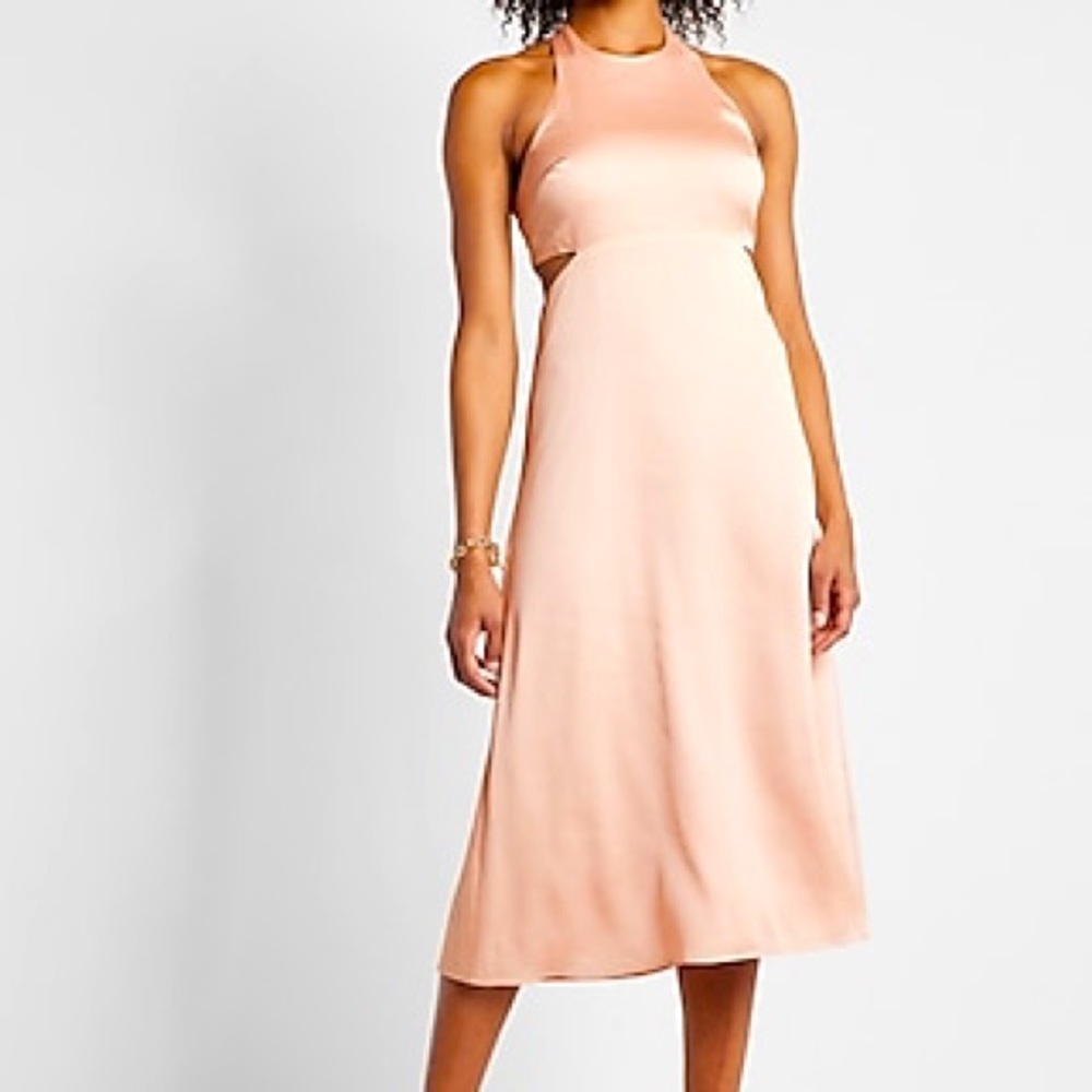 Pink Satin Halter Dress
